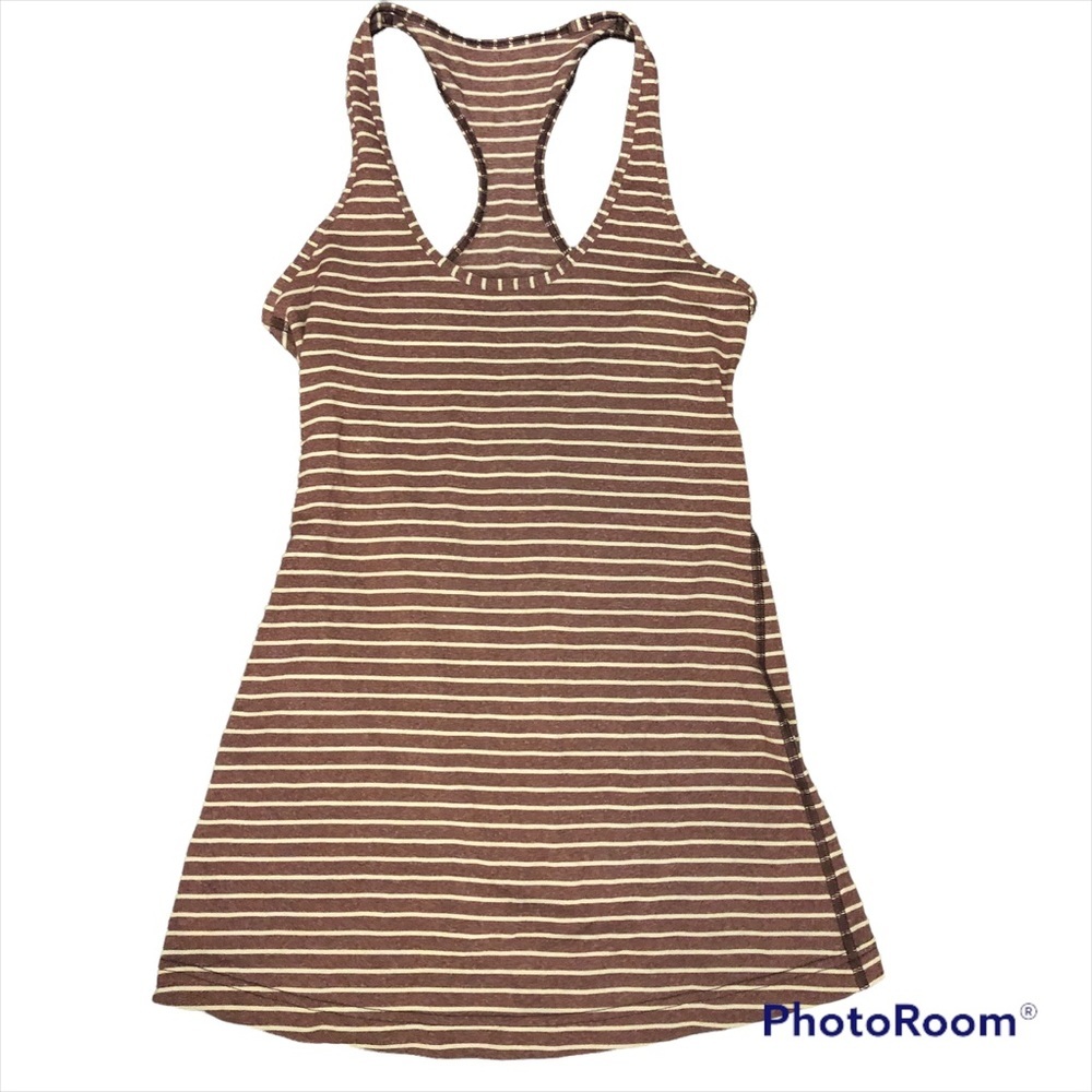 Lululemon athletica cool racer back red and white stripe tank top size 2